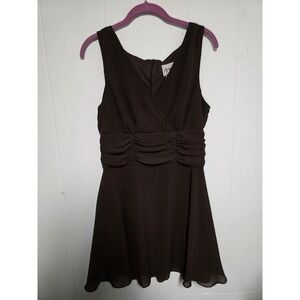 DJ Summers Brown Chiffon Dress Womens Size 12 Elegant Cocktail Party Formal